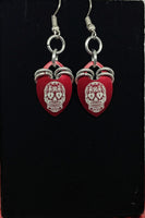 Etched Red Sugar Skull Scale Earrings
