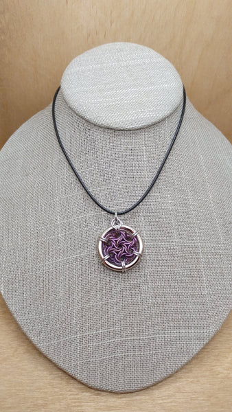 Violet Titanium Moorish Rose Pendant Necklace
