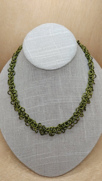 Olive Green Shaggy Loops Necklace